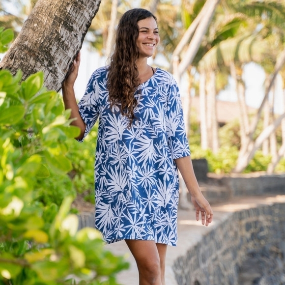 Ripskirt Navy Tropical Palms Sleep Shirt XS/S - Picture 3 of 7